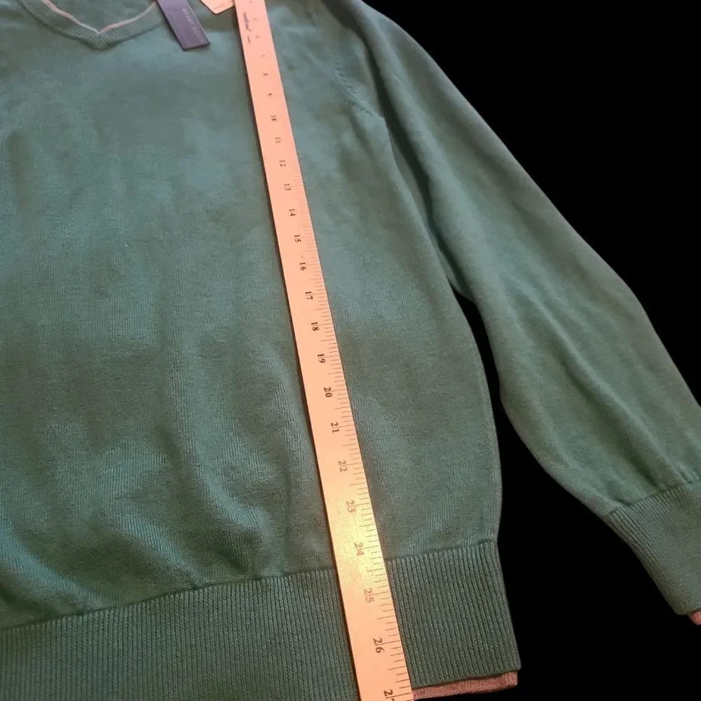Perry Ellis Spruce Green v neck pullover er sweater sz M/M cotton poly blend